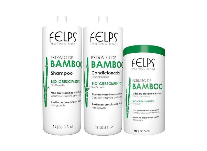 Kit Felps Duo Bamboo Shampoo + Condicionador + Máscara 1kg - Felps Pro ...