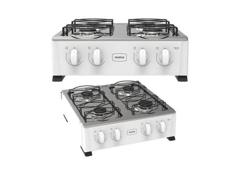 Fogão de Mesa Portátil 4 Bocas Apolo Realce Branco a Gás GLP