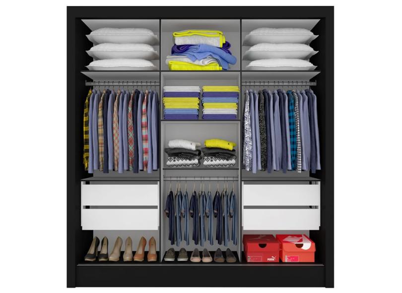 Guarda-Roupa Casal 3 Portas 4 Gavetas Paloma Móveis Arapongas