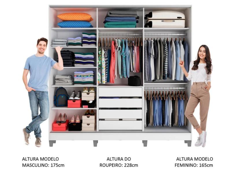 Guarda-Roupa Infantil 3 Portas 4 Gavetas Logan com Pés Madesa