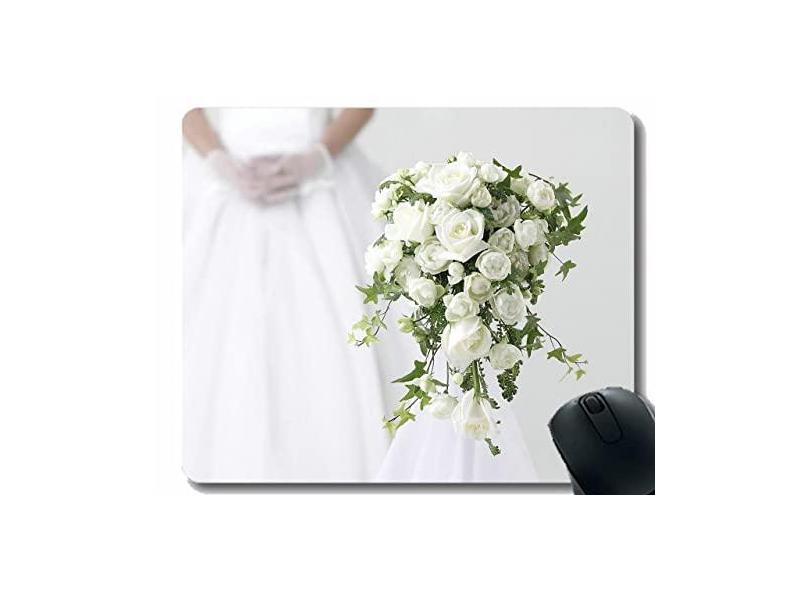 Mouse pad personalizado, mouse pad para casamento com flores rosas e flores brancas