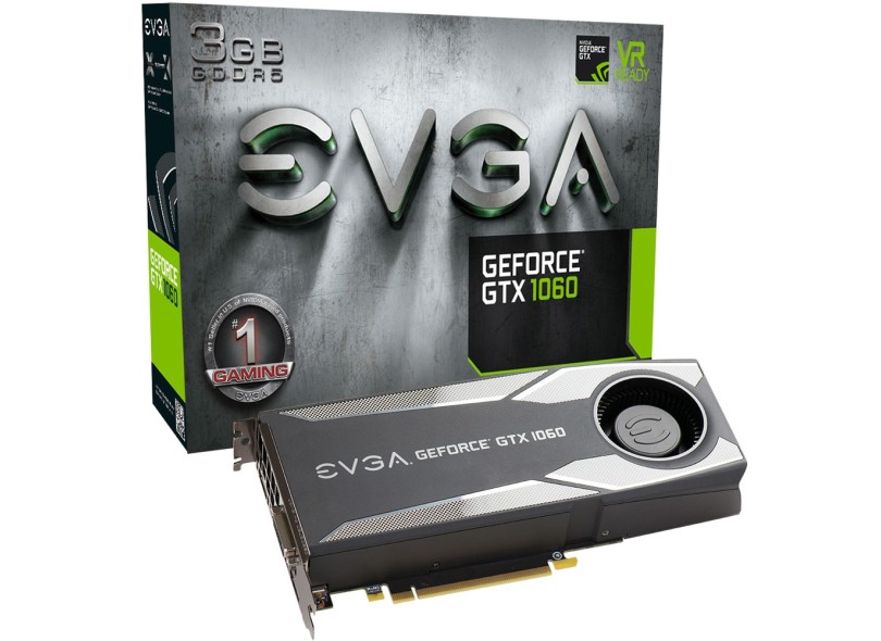 Placa de Video NVIDIA GeForce GTX 1060 3 GB GDDR5 192 Bits EVGA 03G-P4-5160-KR