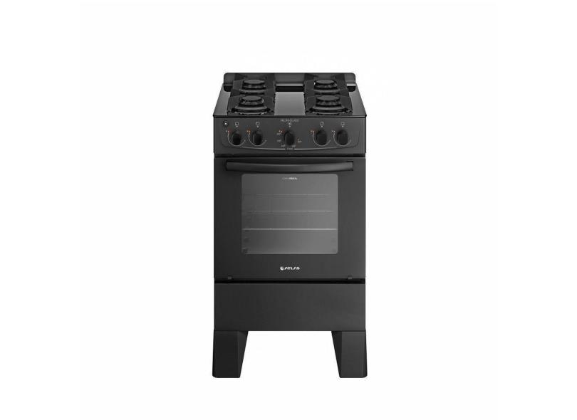 Fogão 4 Bocas Com Mesa De Vidro Milão Glass 300001766 Atlas Preto Bivolt