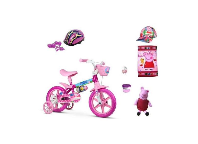 Bicicleta Infantil Peppa Pig Aro 12 - 9 Itens - Mco Bikes
