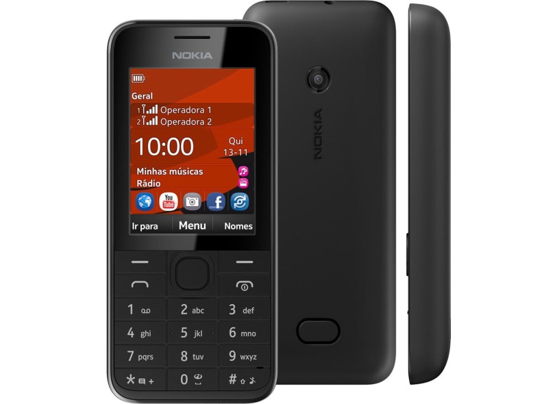 Celular Nokia 208 Dual Câmera 1,3 MP 2 Chips 3G