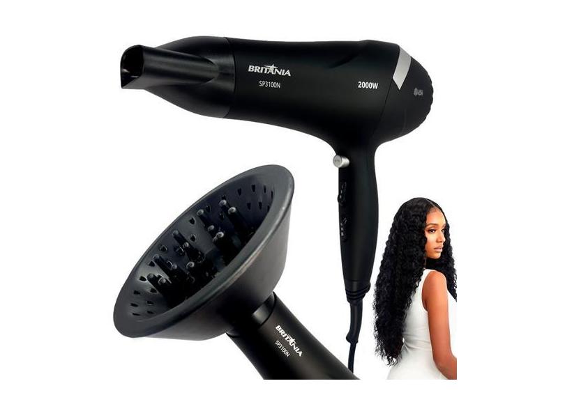 Secador De Cabelo Pro Britania 2000W E Difusor Grande Oferta - Britâni