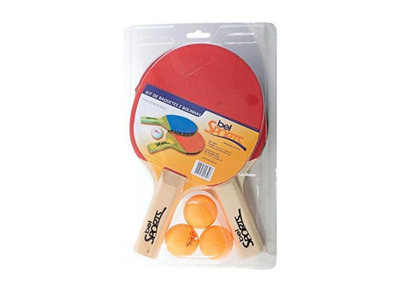 Kit Tênis de Mesa - 2 Raquetas + 3 Bolinhas Bel Fix Vermelho/Preto