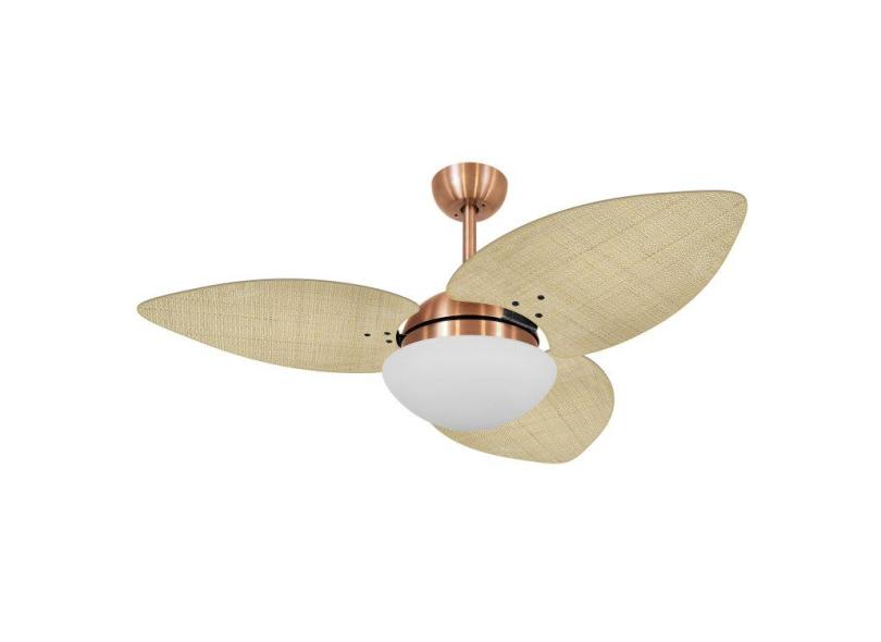 Ventilador De Teto Vidro Fechado Dunamis Pá S3 Palmae Volare Cobre/Palha