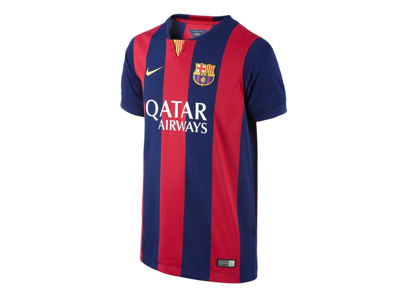 Camisa Torcedor Infantil Barcelona I 2014/15 sem número Nike