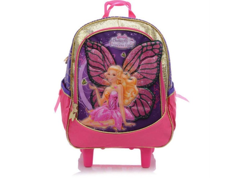 Mochila com Rodinhas Escolar Sestini Barbie Butterfly com Alça