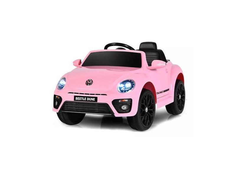 Mini Carro Eletrico Infantil Volkswagen Beetle Fusca Rosa - Importway