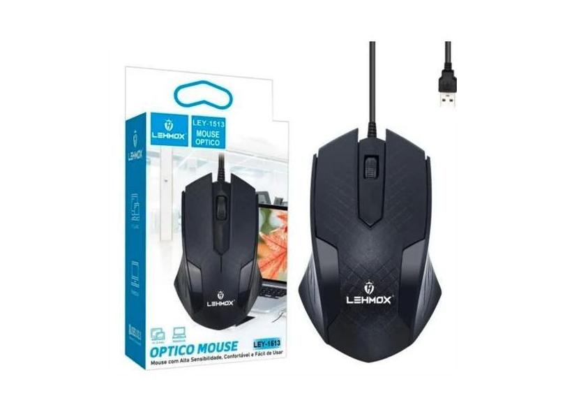 Mouse Óptico Lehmox Com Fio Usb 3 Botões ley 1513