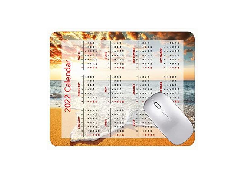 Mouse pad colorido calendário 2022 ano 2022, praia, mar, espuma, céu, tapete para jogos