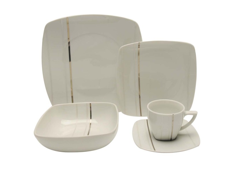 Aparelho de Jantar Quadrado de Porcelana 20 peças - Bianco & Nero 05160014