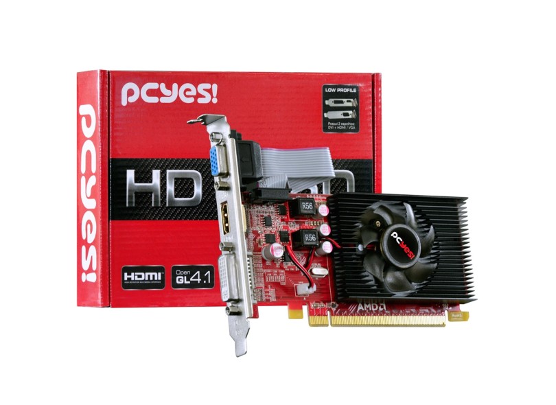 Placa de Video ATI Radeon HD 6450 1 GB DDR3 64 Bits PCYes PS64506401D3LP