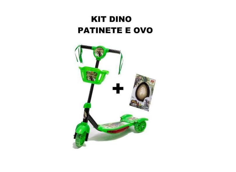 Patinete 5620 Verde Cestinha + Ovo Dino Supresa - Dm Toys