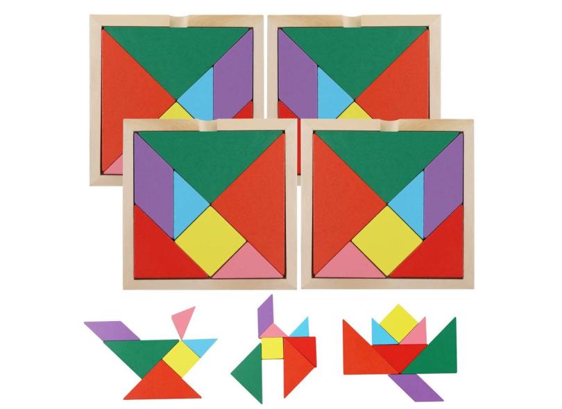 Tangram Puzzle, 3 lontras, quebra-cabeças Tangrams de madeira, 28