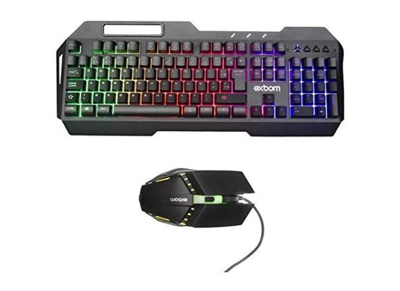 Teclado e Mouse Kit Gamer Exbom BK-G800 Leds Acabamento Metal Teclas ...