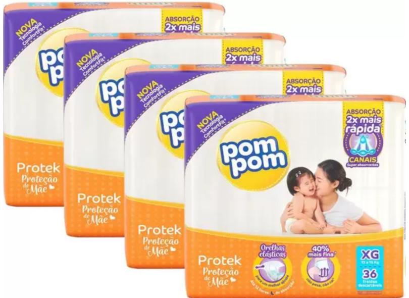 Fralda Pom Pom Protek proteção de mãe XG 36 Und 12 - 15kg