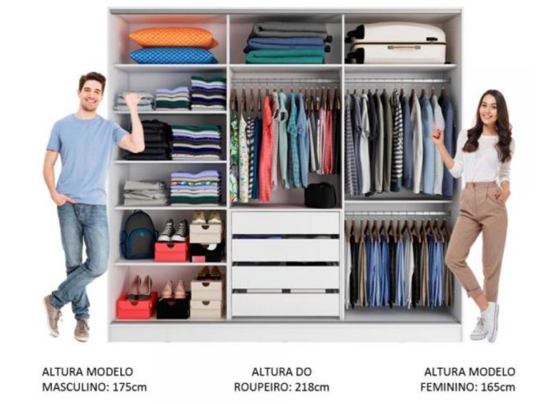 Guarda-Roupa Casal 3 Portas 4 Gavetas com Espelho Zurique 2E Madesa