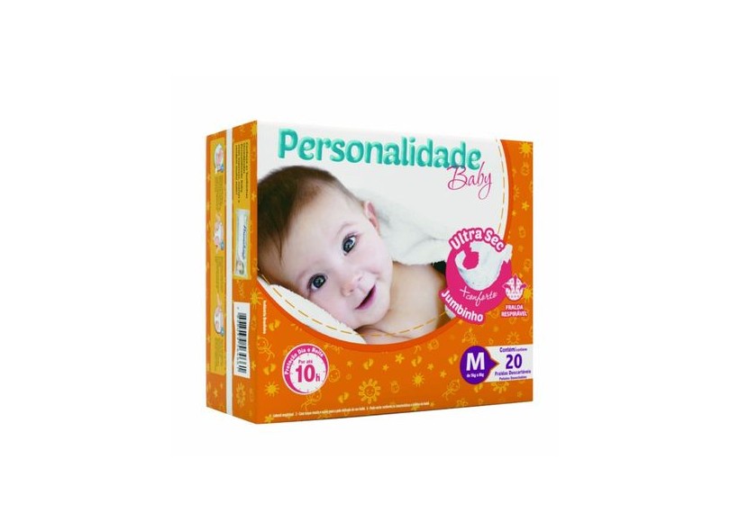 Fralda Personalidade Baby Ultra Sec M Jumbinho 20 Und 4 - 8Kg