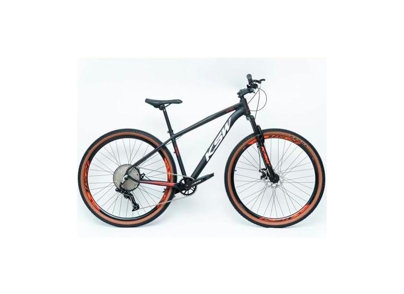 Bicicleta Aro 29 Bike Ksw Mtb 12v Marchas K7 11-50 Quadro em Alumínio 6061 (Preto/Vermelho/Branco, 17)
