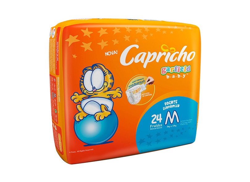 Fralda Capricho Garfield M Prático 24 Und 5 - 10kg
