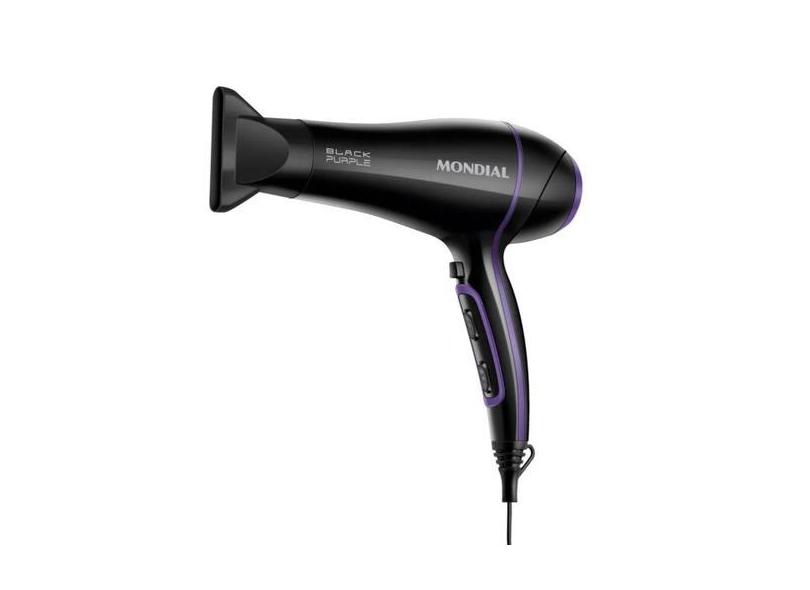 Secador De Cabelo 2000W Tourmaline Black Purple Mondial Scn-01