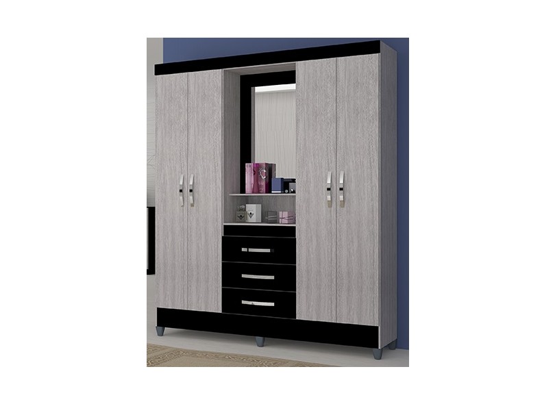 Guarda-Roupas Solteiro 4 Portas 3 Gavetas Capri 831442 Moval