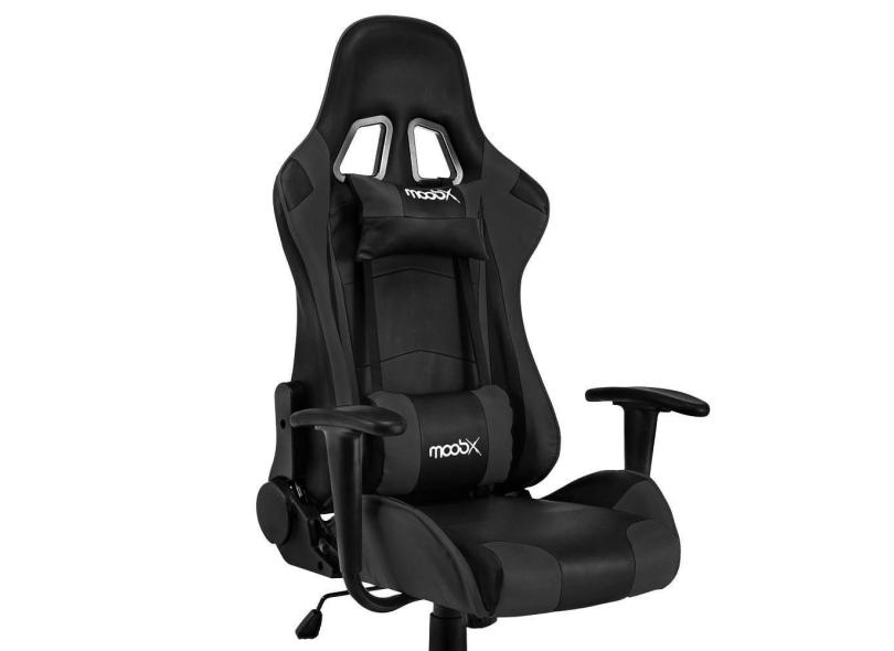 Cadeira Gamer Moob GT Racer Reclinável 180º Braços Com Regulagem de Altura Almofadas Para Lombar e Pescoço Preto