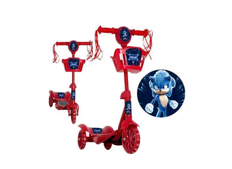 Patinete Infantil Masculino Sonic Vermelho Com Luz E Som - Toys 2U