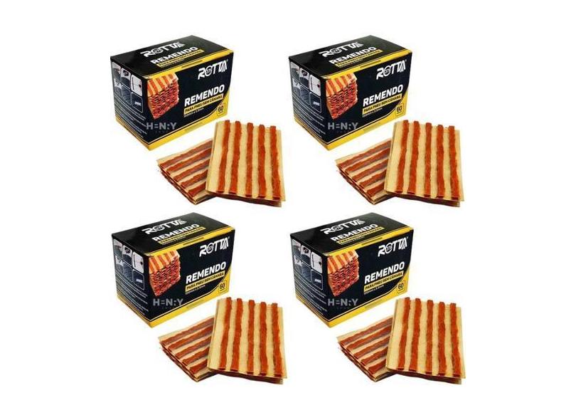 Kit Refil Remendo com 4 Caixas Para Pneu Sem Câmara Macarrão 240 Unida