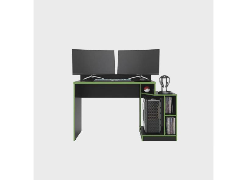 Mesa Gamer Preto Fosco Liso / Verde Albatroz Play