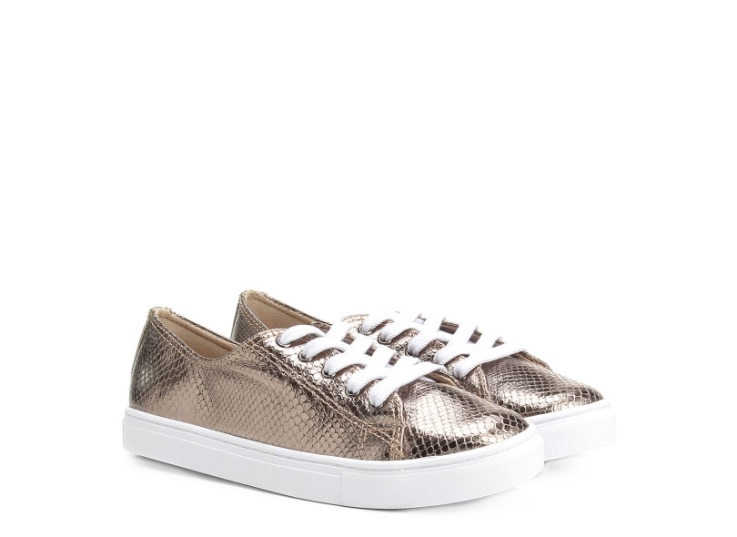 Tênis Shoestock Feminino Casual Cobra Metalizado