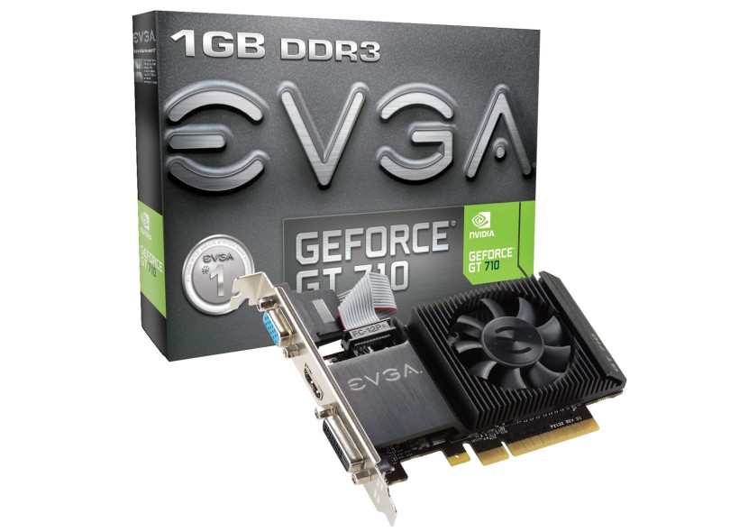 Placa de Video NVIDIA GeForce GT 710 1 GB DDR3 64 Bits EVGA 01G-P3-2711-KR