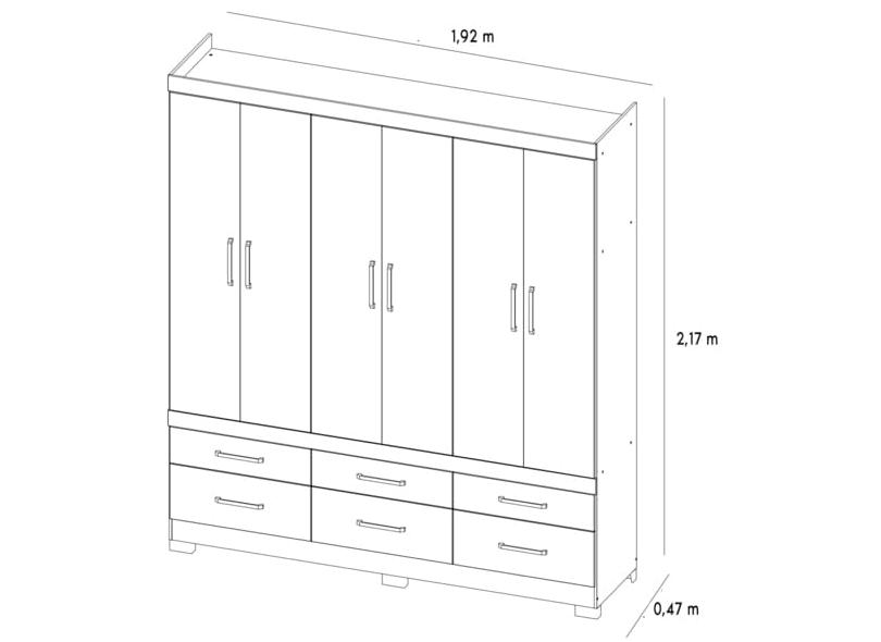 Guarda-Roupa Casal 6 Portas 6 Gavetas com Espelho Vêneto 2E Demóbile