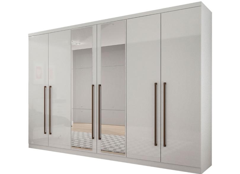 Guarda-Roupa Casal 6 Portas 8 Gavetas com Espelho Bari 2E Novo Horizonte