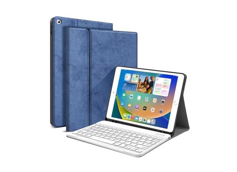 JUQITECH Capa de teclado para iPad 9ª 8ª geração, 10,2 polegadas, teclado magnético destacável Bluetooth sem fio, iPad 9ª/8ª/7ª geração 2021/2020/2019, suporte para tablet, suporte para tablet,