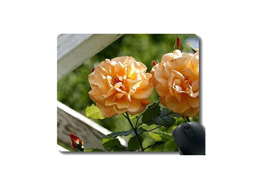 Mouse pad personalizado, rosas flores e botões de jardim verde antiderrapante mouse pad de borracha