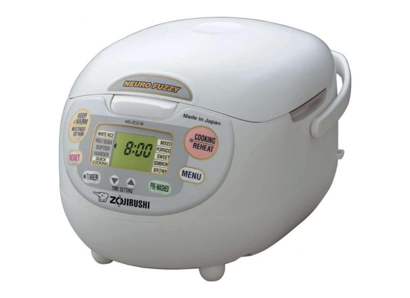 Panela de Arroz Elétrica até 10 Xícaras não Cozidas com Função de Aquecer, 110V 680W Zojirushi NS ZCC18, Branca Preimum