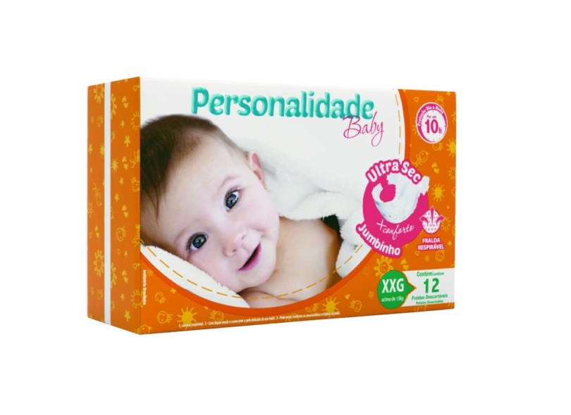 Fralda Personalidade Baby Ultra Sec XXG Jumbinho 12 Und +15kg