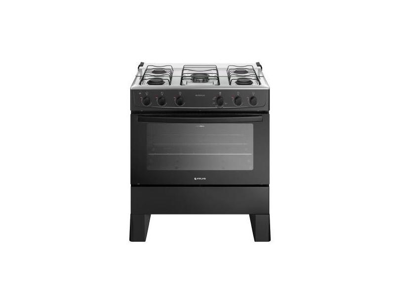 Fogão 5 Bocas com Mesa Inox Milão Plus 300001773 Atlas, Preto, Bivolt