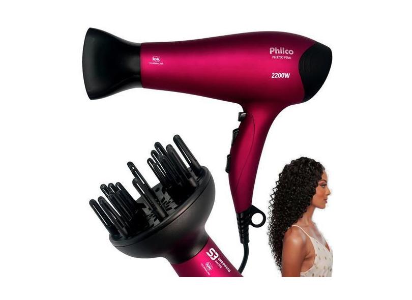 Secador De Cabelos Philco Profissional 2200w Com Difusor Ar Frio E Que
