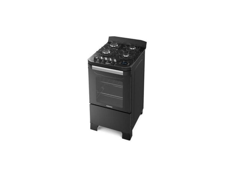 Fogão 4 Bocas Itatiaia Itamaster Mesa De Vidro Automático - Preto