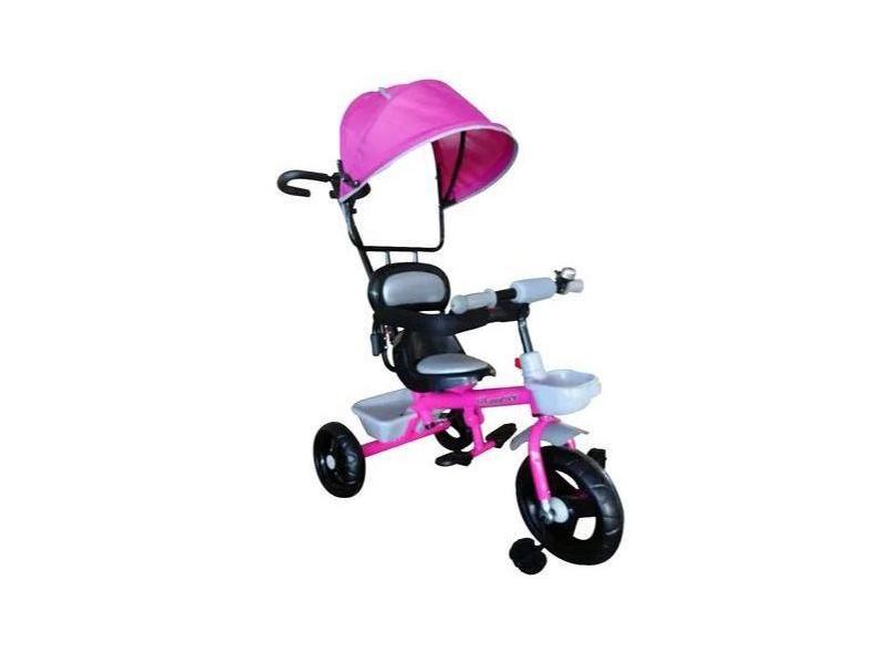 Triciclo Infantil Velotrol Com Capota Proteção Lateral Rosa com o ...