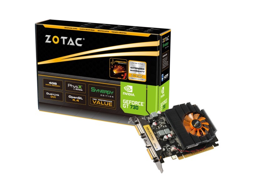 Placa de Video NVIDIA GeForce GT 730 4 GB DDR3 128 Bits Zotac ZT-71109-10L