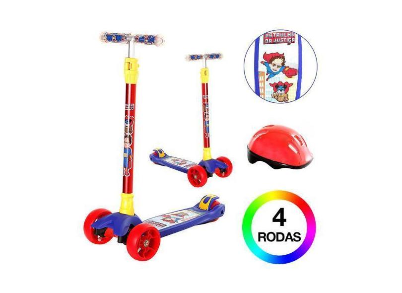 Patinete 4 Rodas Patrulha Da Justiça Com Led Para Crianças - Dm Radica