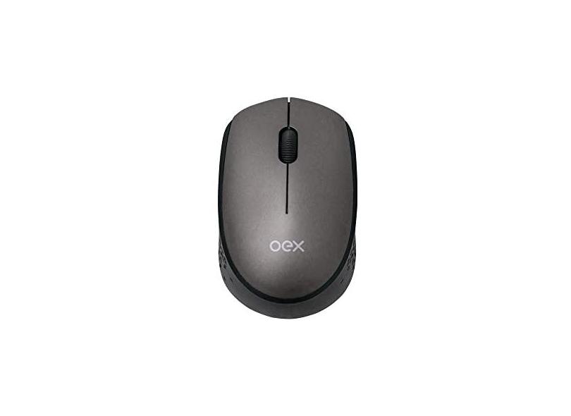 Mouse Wireless com 3 Botões OEX MS409 - Chumbo e preto