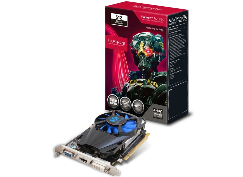 Placa de Video ATI Radeon R7 250 1 GB DDR5 128 Bits Sapphire 11215-19-20G
