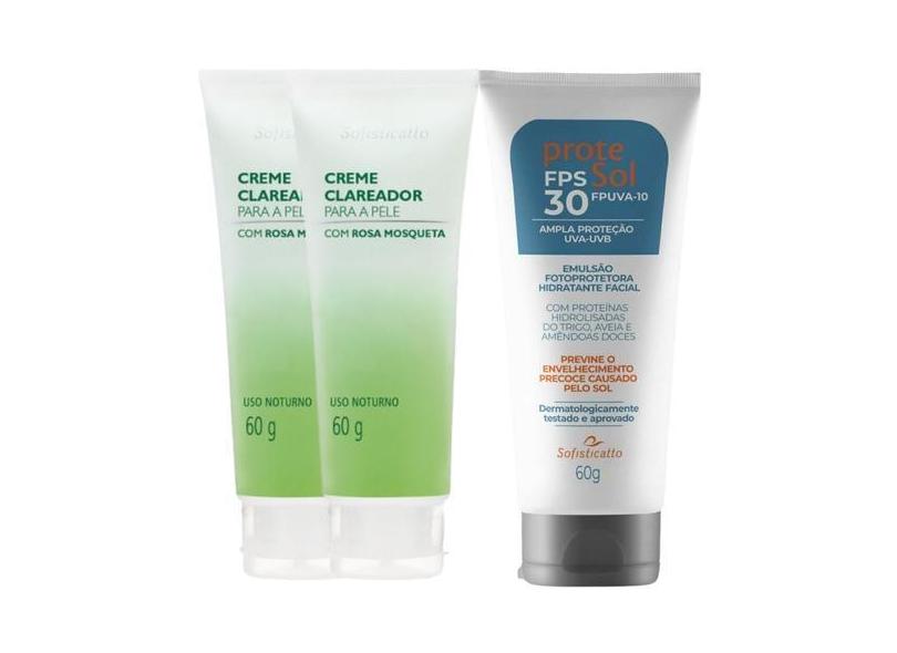 Kit 2 Creme Clareador Rosa Mosqueta + 1 Protetor Solar Protesol Fps 30 ...